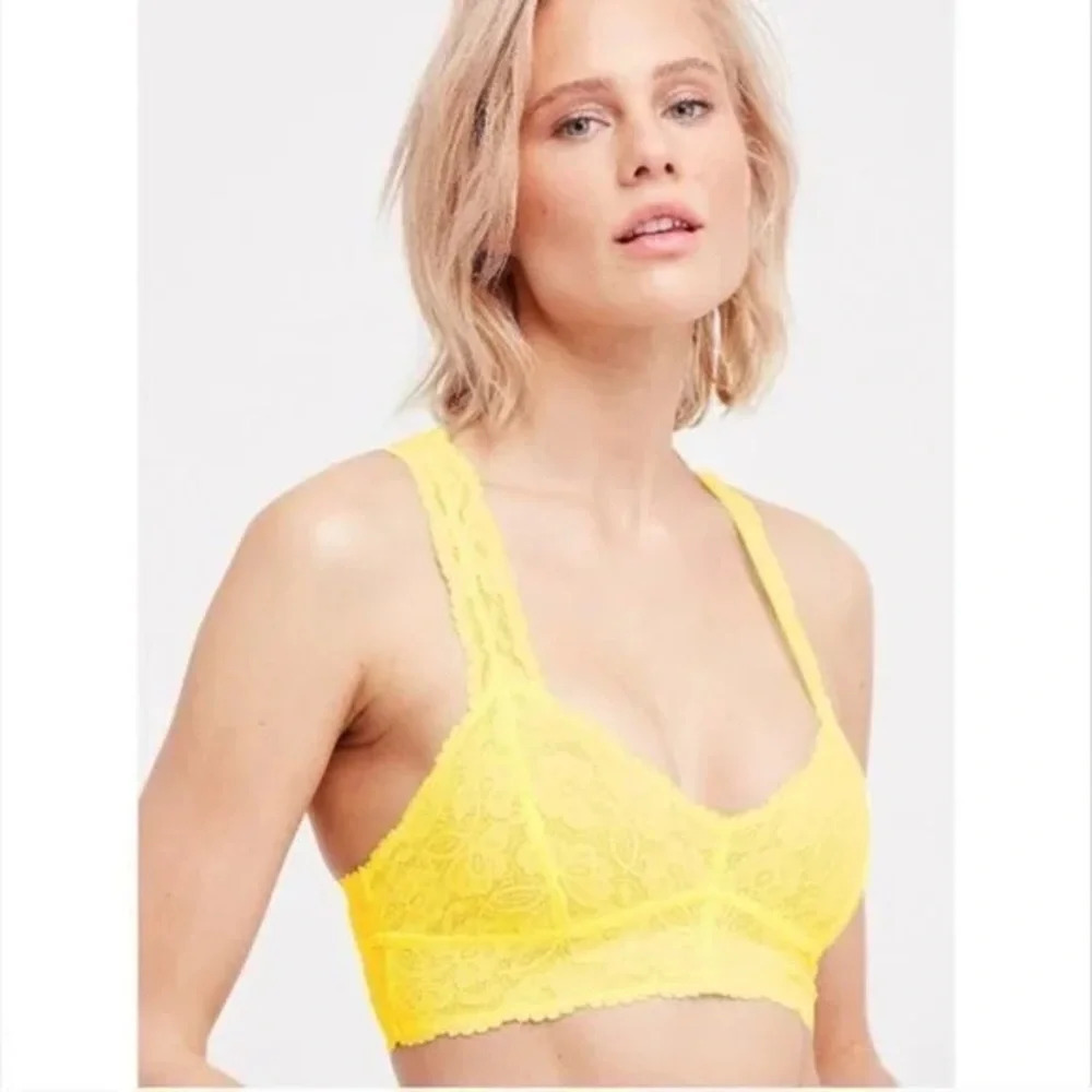 Free People Galloon Lace Racerback Yellow, sz XS